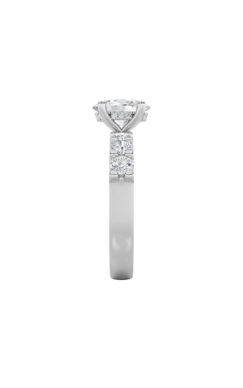 2.5Cttw Oval Shaped Lab Grown Diamond (G/VS) Accented Double Halo Set of Band and Ring in 14K Gold