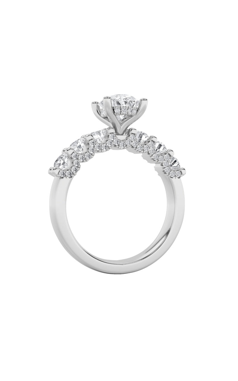 2.5Cttw Oval Shaped Lab Grown Diamond (G/VS) Accented Double Halo Set of Band and Ring in 14K Gold