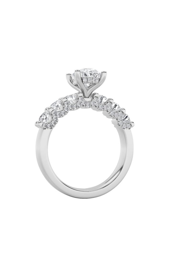 2.5Cttw Oval Shaped Lab Grown Diamond (G/VS) Accented Double Halo Set of Band and Ring in 14K Gold