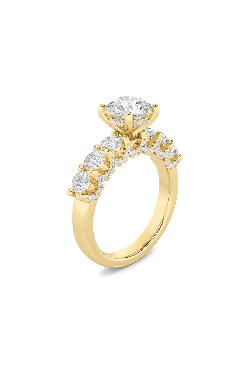 2.5Cttw Round Shaped Lab Grown Diamond (F/VS) Accented Double Halo Set of Band and  Ring in 14K Gold