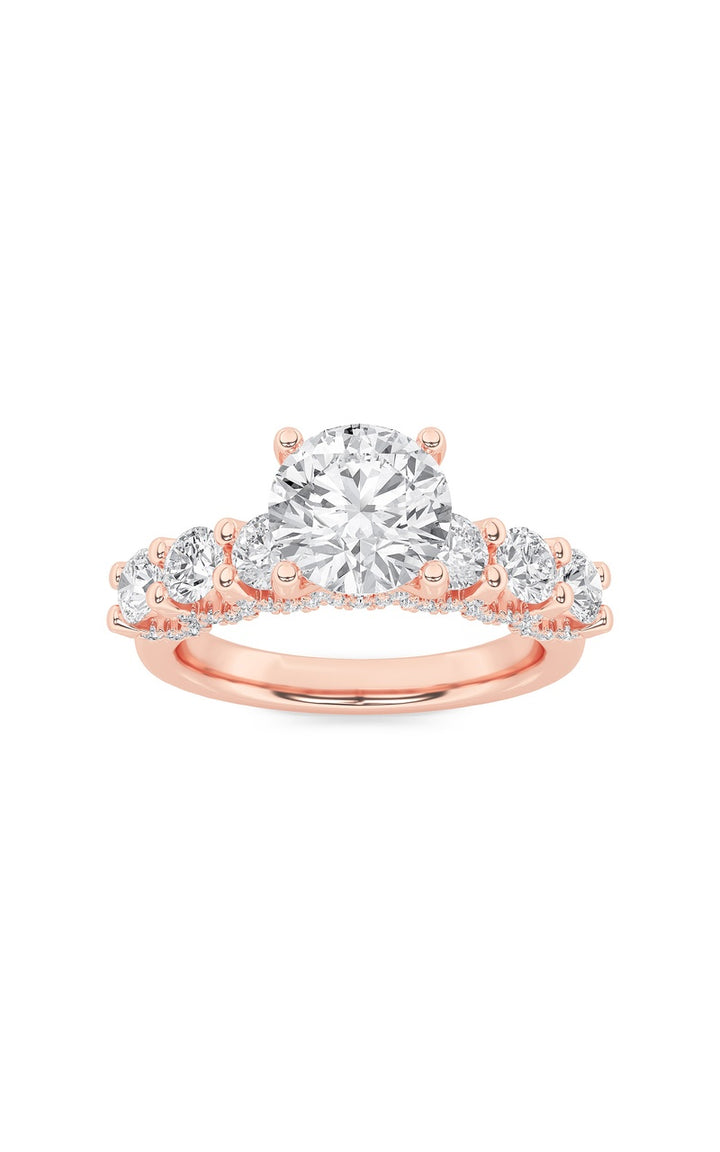 2.5Cttw Round Shaped Lab Grown Diamond (F/VS) Accented Double Halo Set of Band and  Ring in 14K Gold