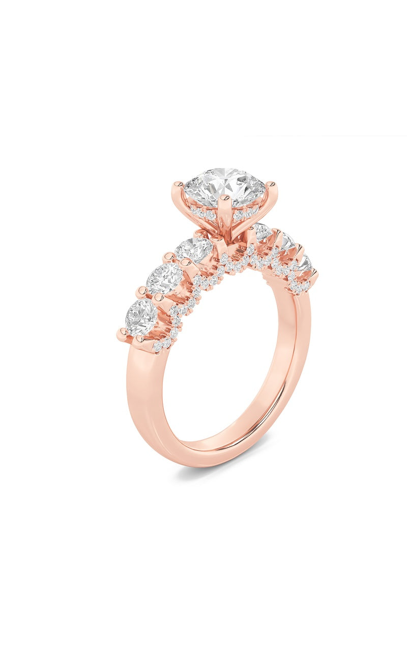 2.5Cttw Round Shaped Lab Grown Diamond (F/VS) Accented Double Halo Set of Band and  Ring in 14K Gold