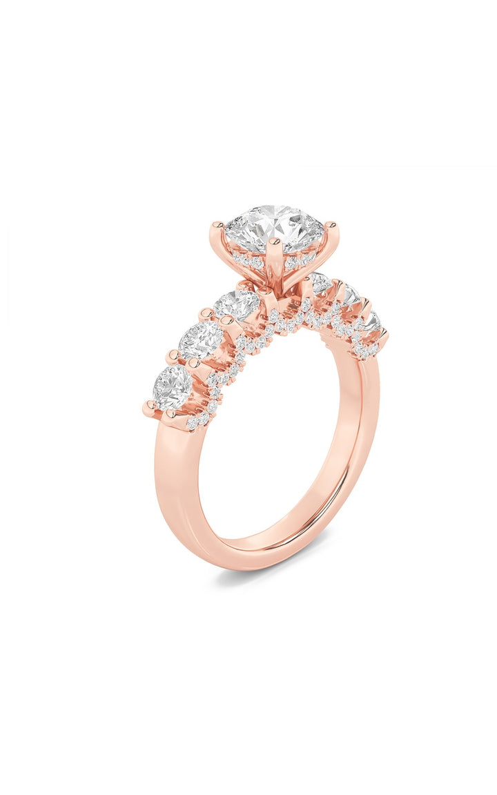 2.5Cttw Round Shaped Lab Grown Diamond (F/VS) Accented Double Halo Set of Band and  Ring in 14K Gold