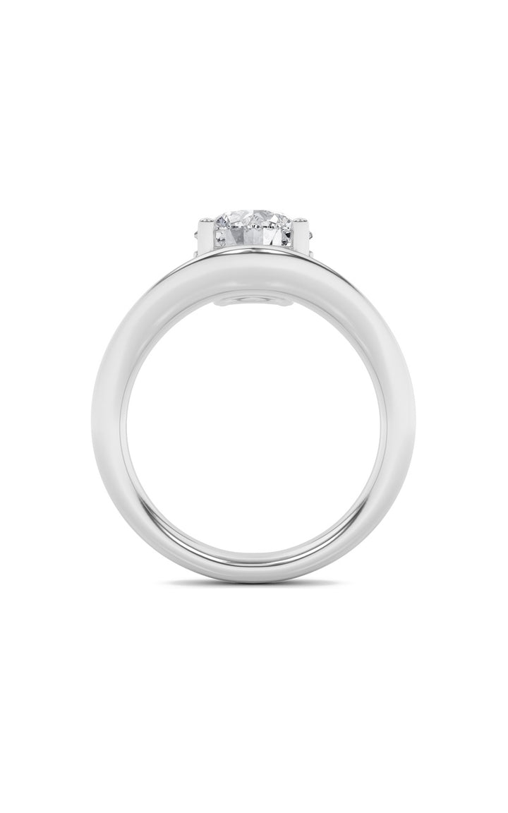 2Cttw Round Shaped Lab Grown Diamond (F/VS) Accented Solitaire Fancy Engagement Ring in 14K Gold