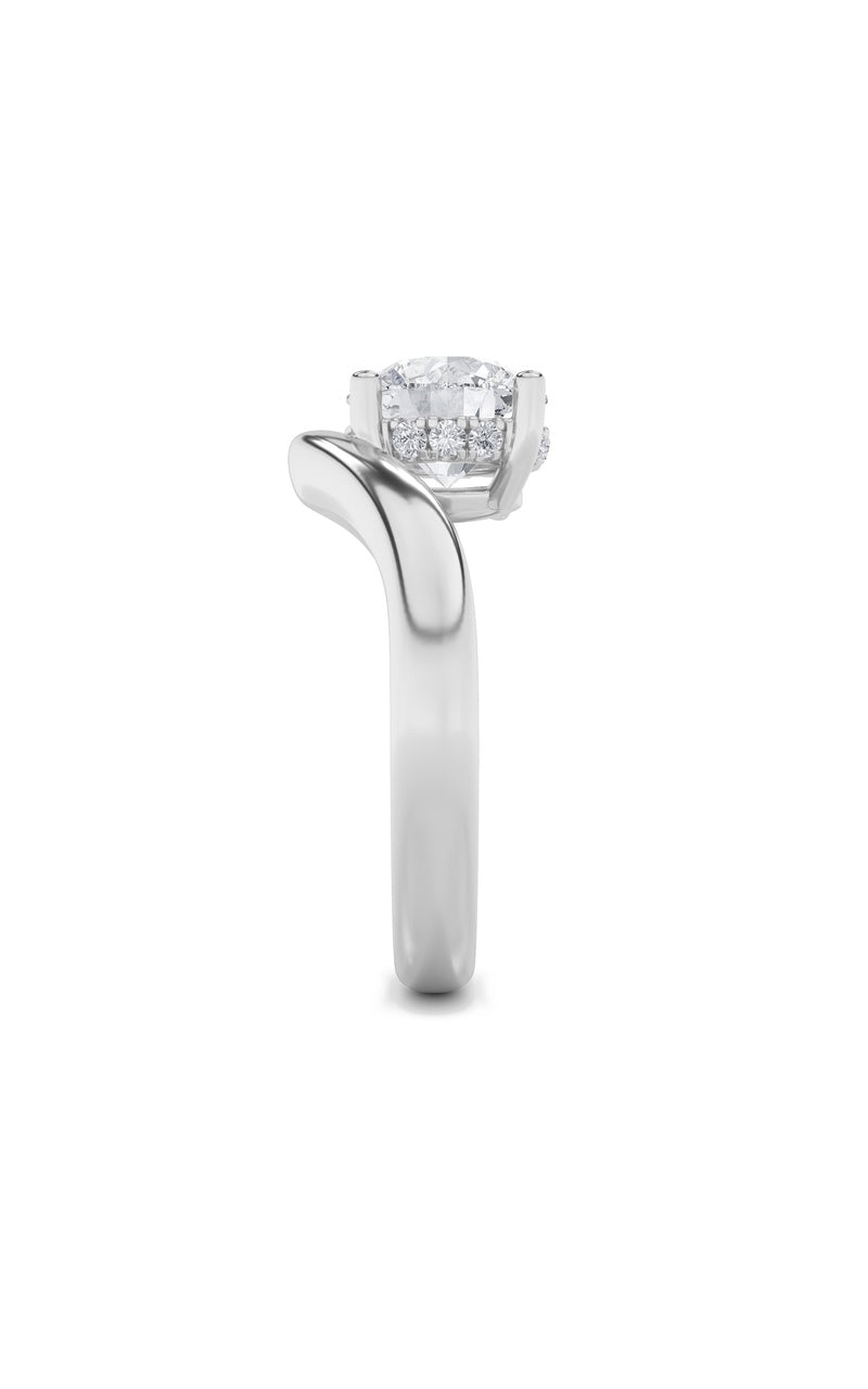 2Cttw Round Shaped Lab Grown Diamond (F/VS) Accented Solitaire Fancy Engagement Ring in 14K Gold