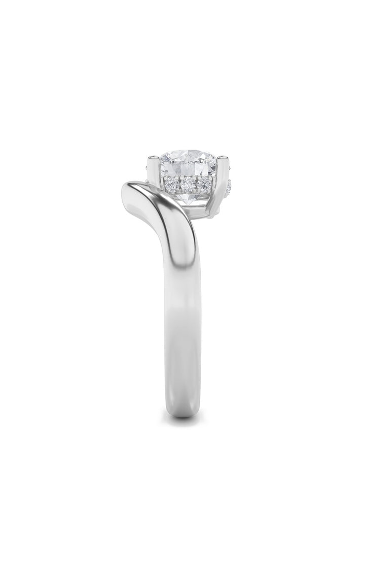 2Cttw Round Shaped Lab Grown Diamond (F/VS) Accented Solitaire Fancy Engagement Ring in 14K Gold