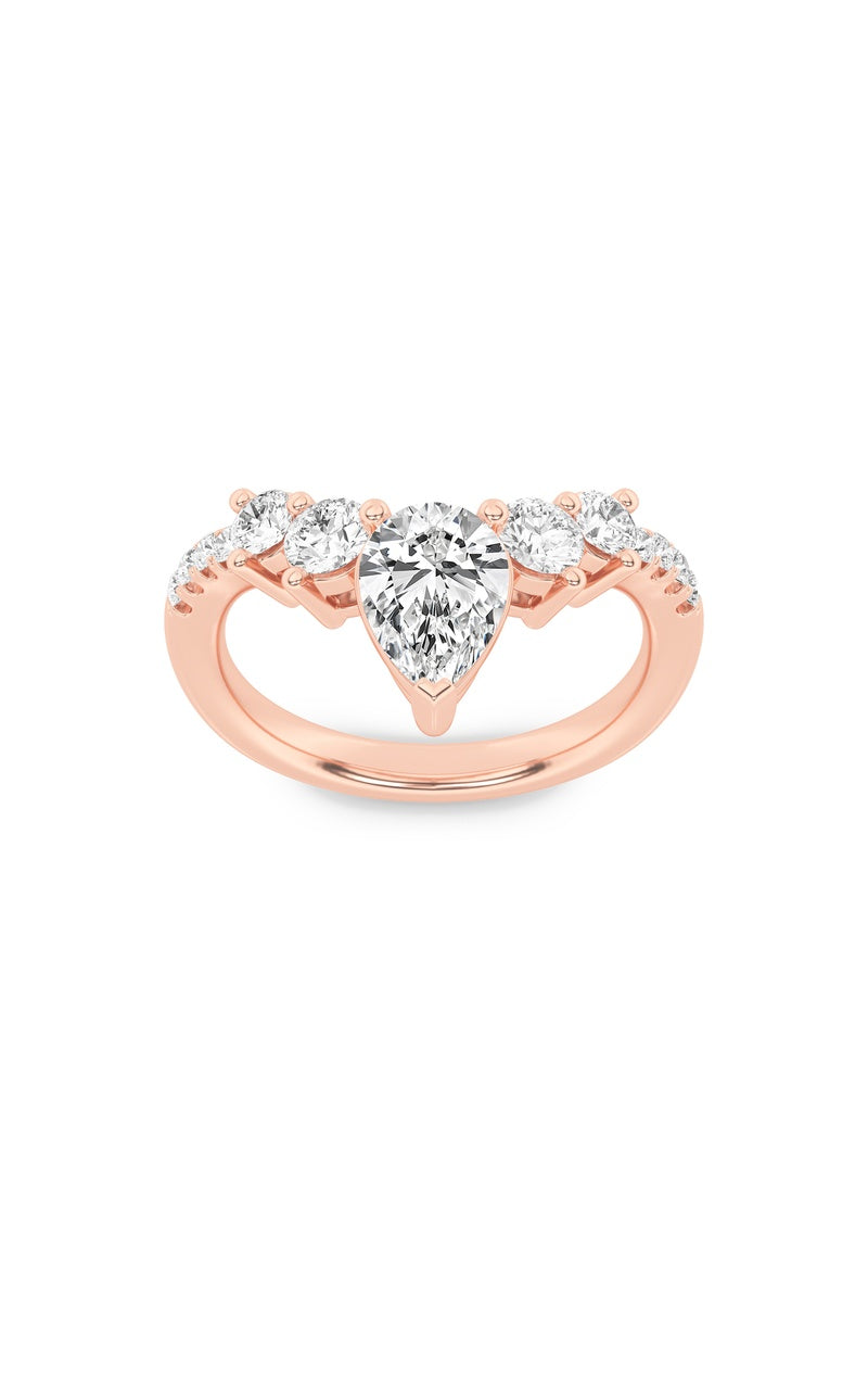 1.5Cttw Pear Shaped Lab Grown Diamond (F/VS) Fancy Contour Ring in 14K Gold