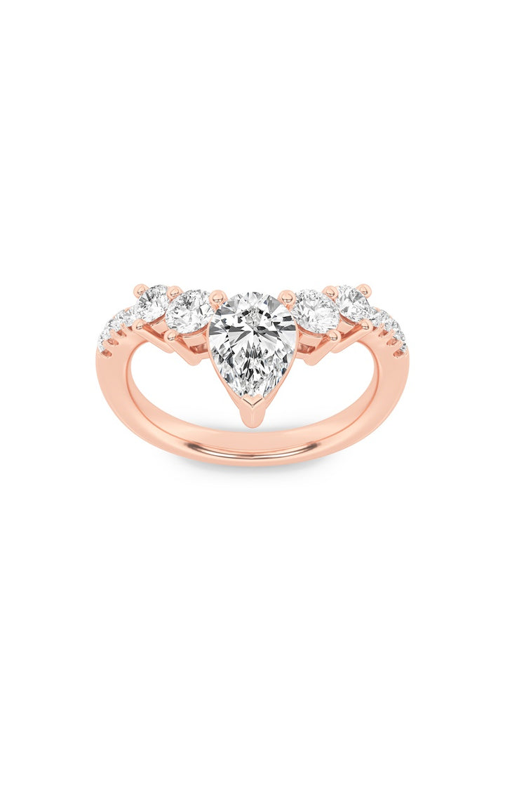 1.5Cttw Pear Shaped Lab Grown Diamond (F/VS) Fancy Contour Ring in 14K Gold