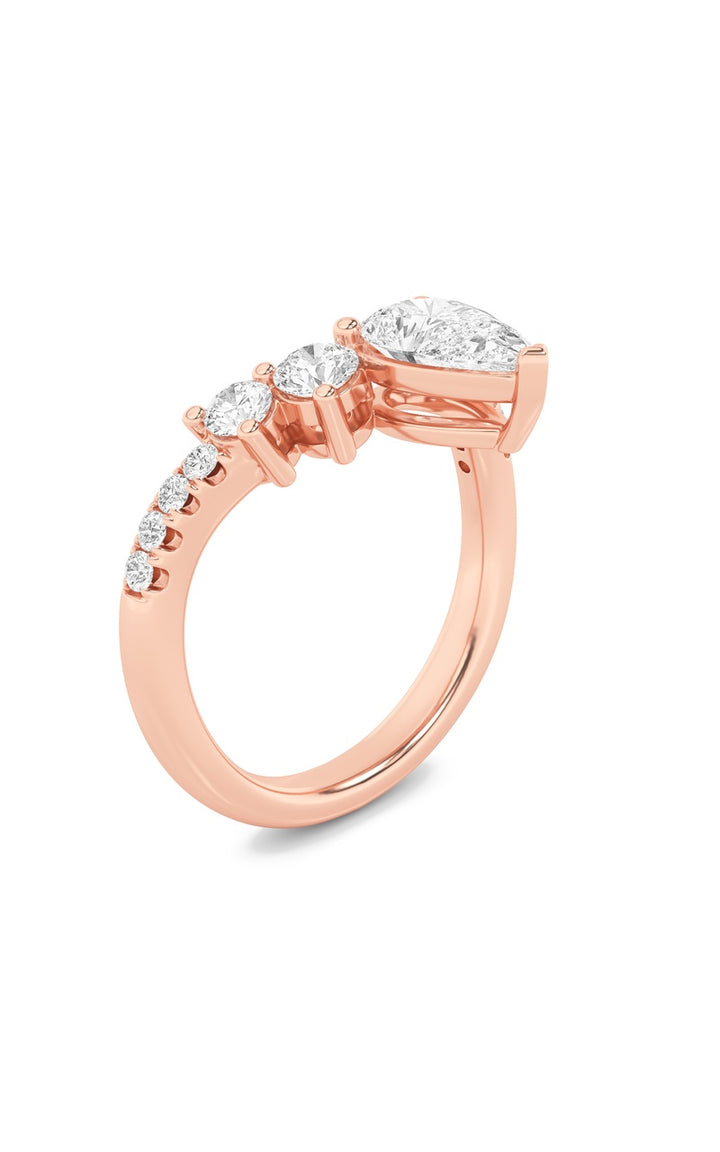 1.5Cttw Pear Shaped Lab Grown Diamond (F/VS) Fancy Contour Ring in 14K Gold