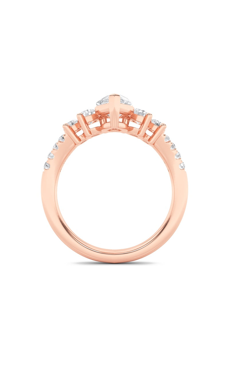 1.5Cttw Pear Shaped Lab Grown Diamond (F/VS) Fancy Contour Ring in 14K Gold