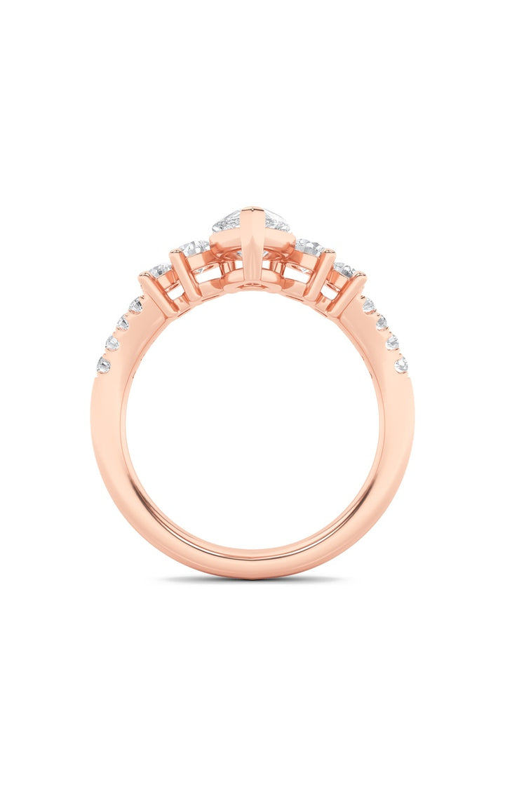 1.5Cttw Pear Shaped Lab Grown Diamond (F/VS) Fancy Contour Ring in 14K Gold