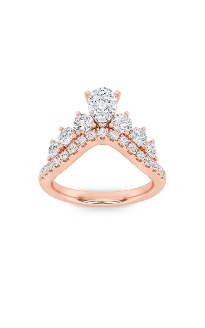 1.5Cttw Pear Shaped Lab Grown Diamond (F/VS) Fancy Contour Ring in 14K Gold