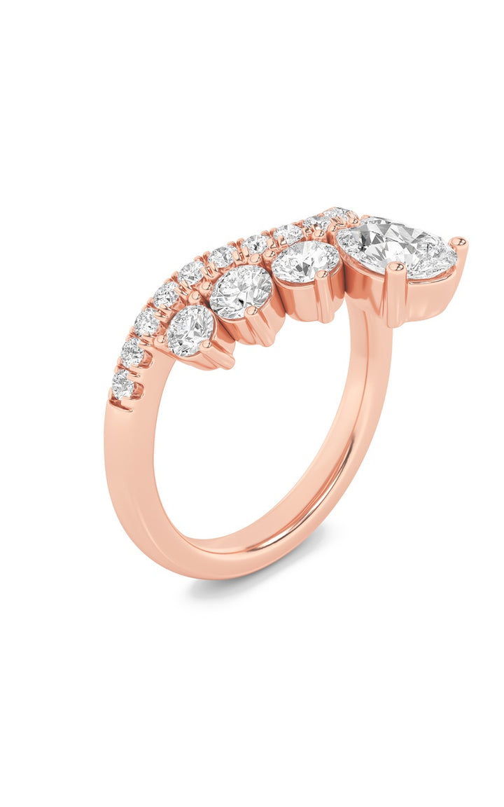 1.5Cttw Pear Shaped Lab Grown Diamond (F/VS) Fancy Contour Ring in 14K Gold