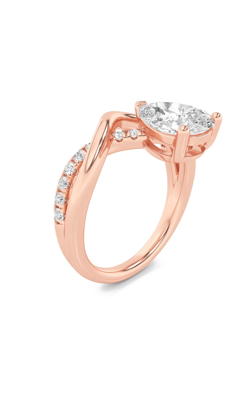 1.5Cttw Pear Shaped Lab Grown Diamond (F/VS) Fashion Solitaire Engagement Ring in 14K Gold