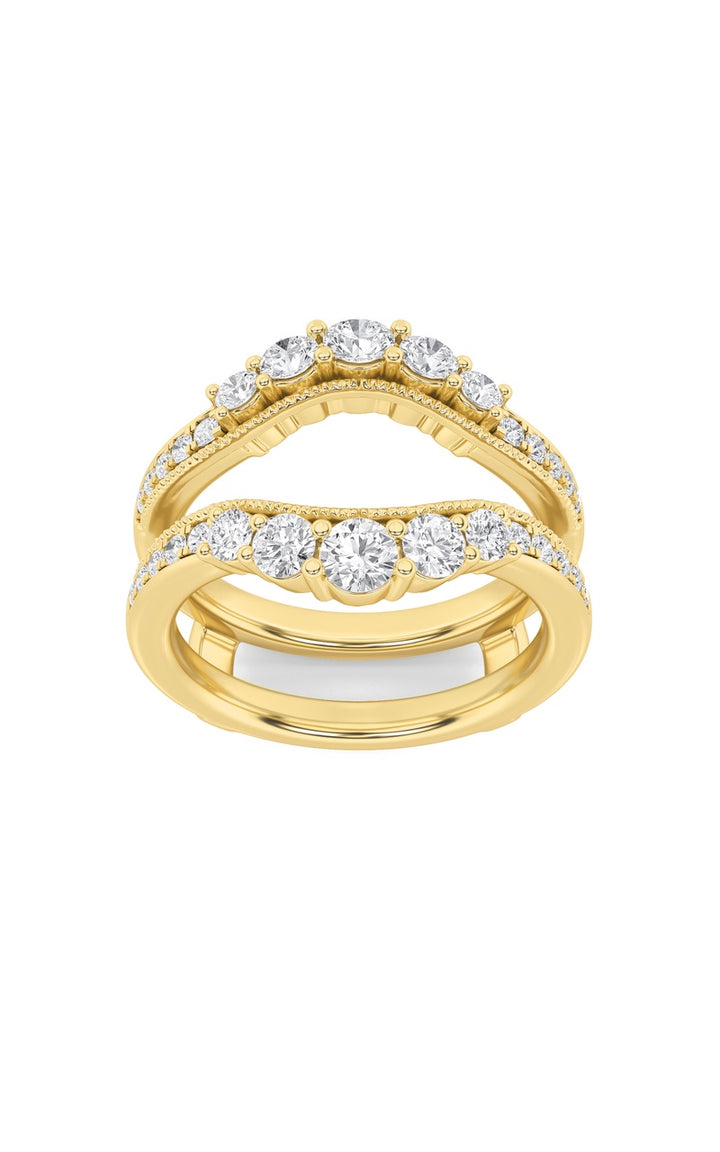 1Cttw Round Shaped Lab Grown Diamond (F/VS) Insert Jacket Ring in 14K Gold