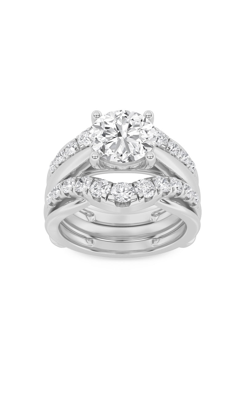 3Cttw Round Shaped Lab Grown Diamond (F/VS) Insert Jacket Ring in 14K Gold