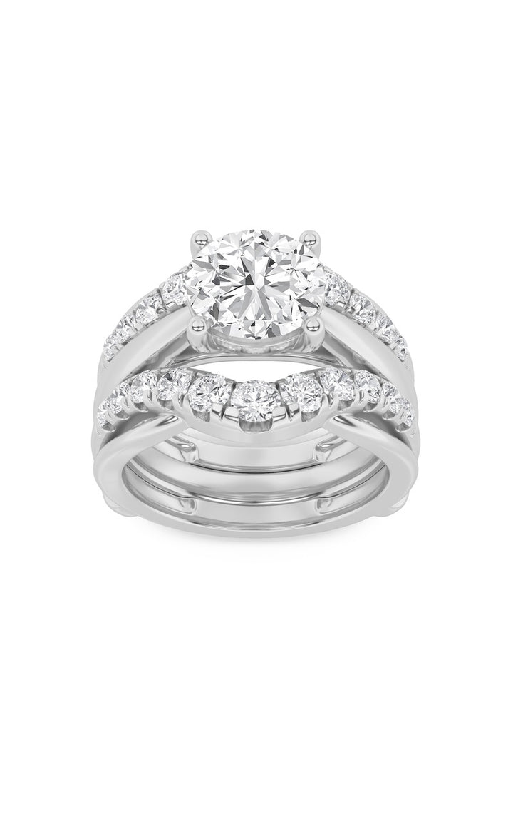 3Cttw Round Shaped Lab Grown Diamond (F/VS) Insert Jacket Ring in 14K Gold