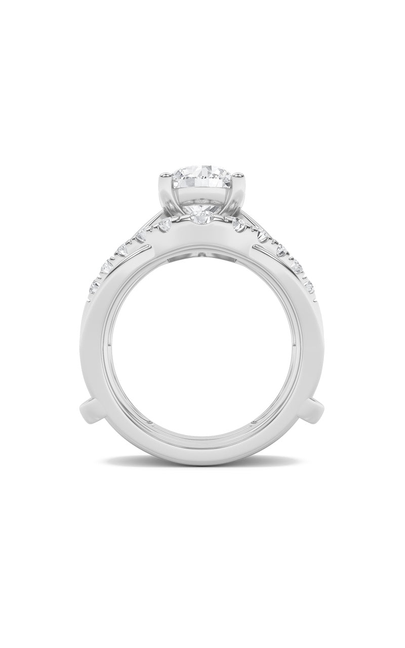 3Cttw Round Shaped Lab Grown Diamond (F/VS) Insert Jacket Ring in 14K Gold