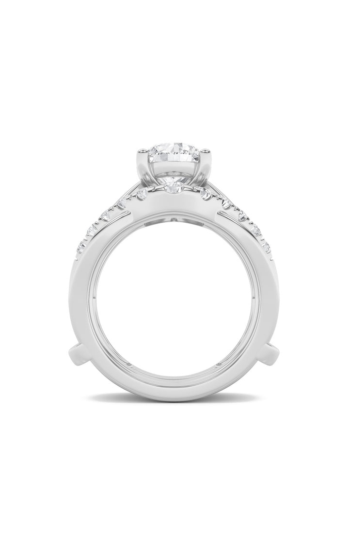 3Cttw Round Shaped Lab Grown Diamond (F/VS) Insert Jacket Ring in 14K Gold