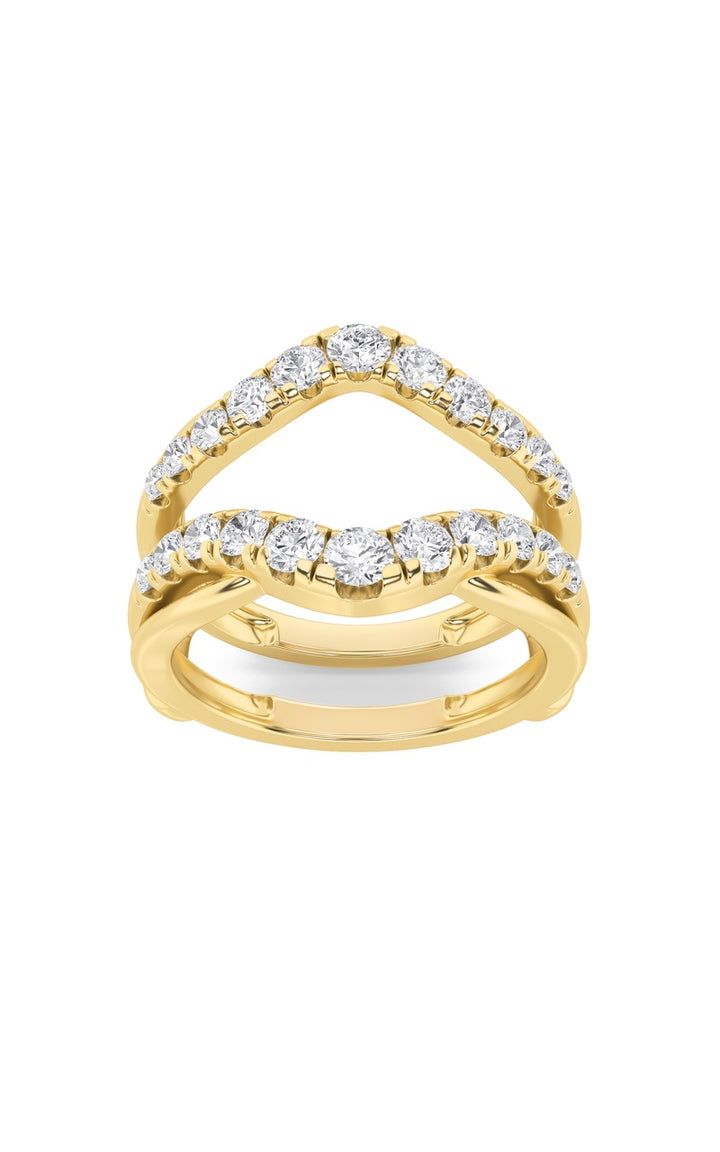 3Cttw Round Shaped Lab Grown Diamond (F/VS) Insert Jacket Ring in 14K Gold