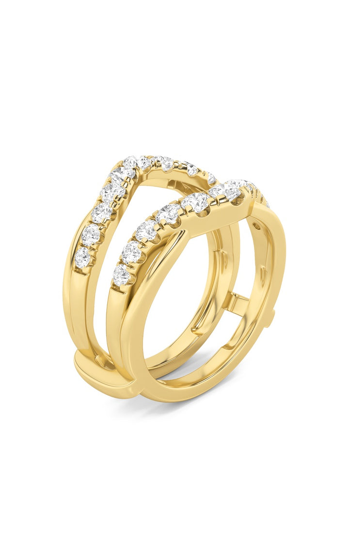 3Cttw Round Shaped Lab Grown Diamond (F/VS) Insert Jacket Ring in 14K Gold