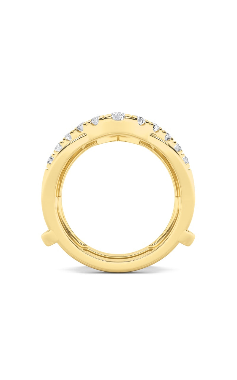 3Cttw Round Shaped Lab Grown Diamond (F/VS) Insert Jacket Ring in 14K Gold