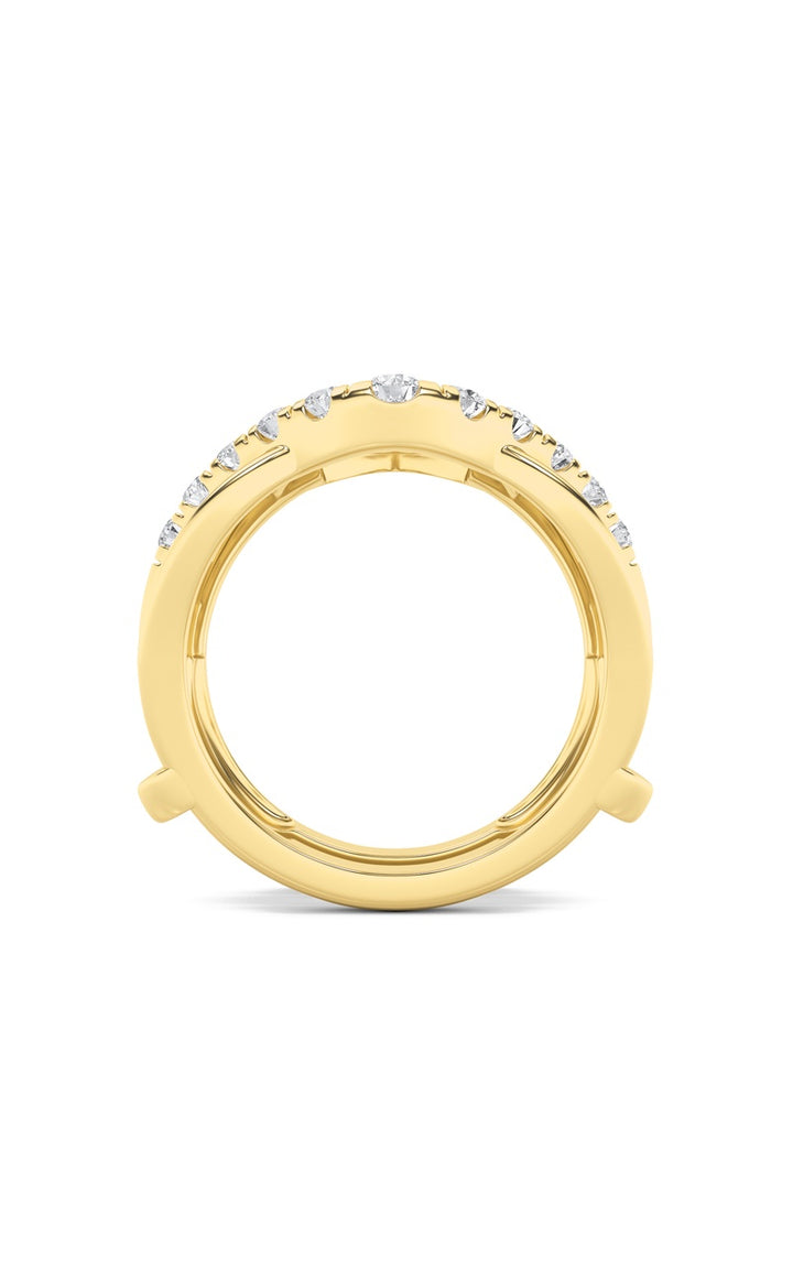 3Cttw Round Shaped Lab Grown Diamond (F/VS) Insert Jacket Ring in 14K Gold