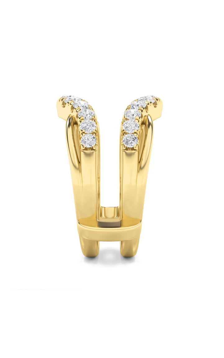 3Cttw Round Shaped Lab Grown Diamond (F/VS) Insert Jacket Ring in 14K Gold