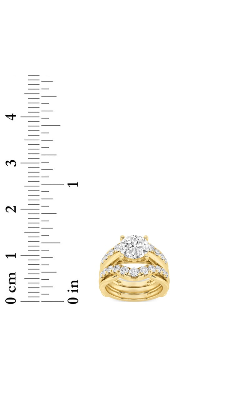 3Cttw Round Shaped Lab Grown Diamond (F/VS) Insert Jacket Ring in 14K Gold