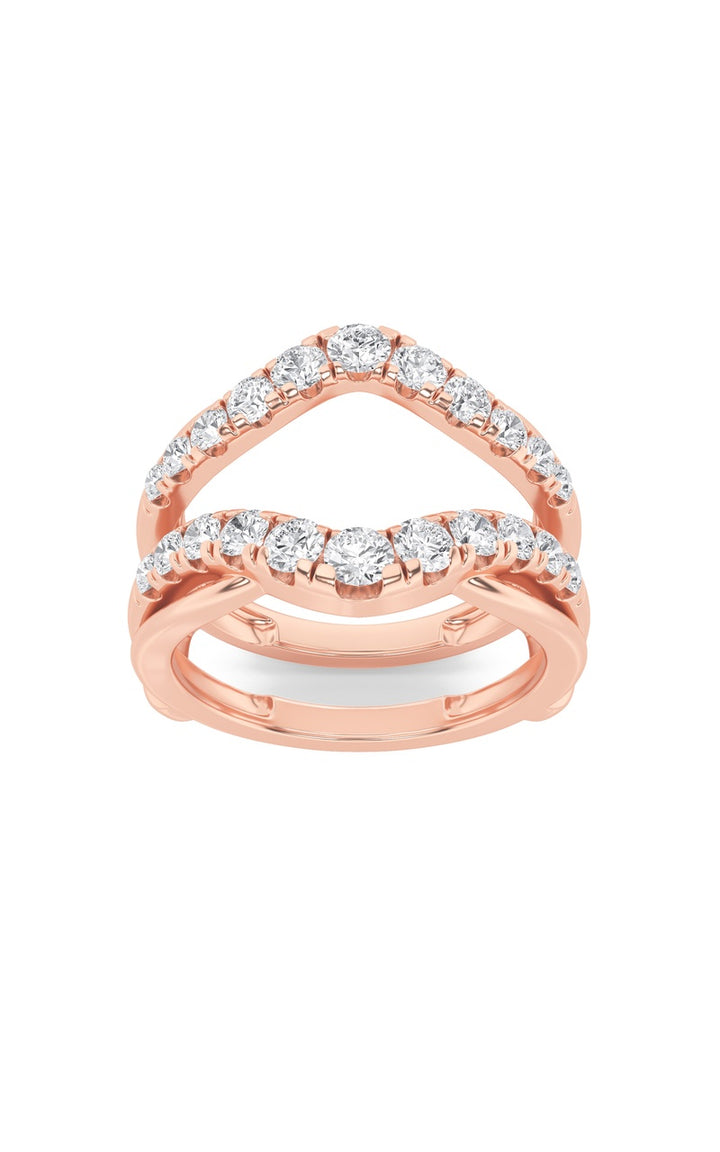 3Cttw Round Shaped Lab Grown Diamond (F/VS) Insert Jacket Ring in 14K Gold