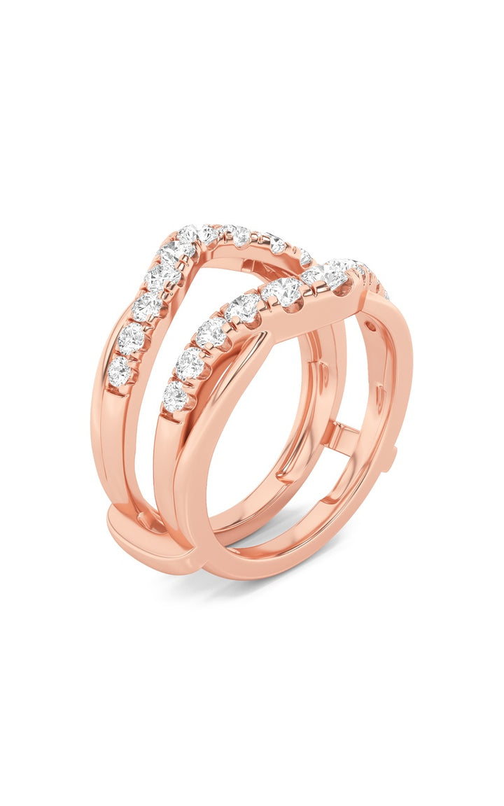 3Cttw Round Shaped Lab Grown Diamond (F/VS) Insert Jacket Ring in 14K Gold