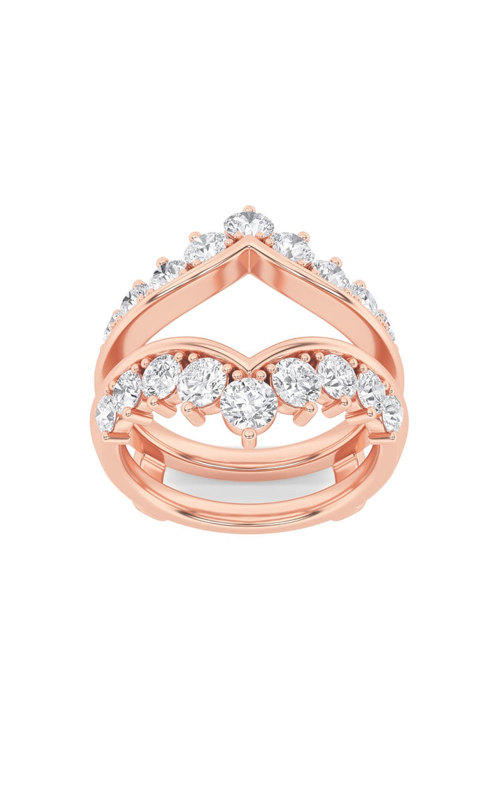2Cttw Round Shaped Lab Grown Diamond (F/VS) Insert Jacket Ring in 14K Gold