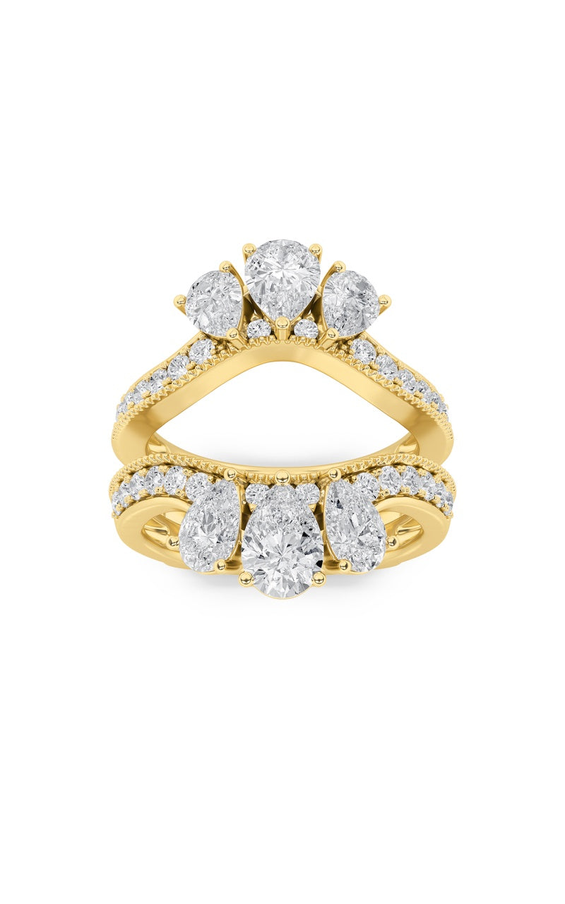 2Cttw Pear Shaped Lab Grown Diamond (F/VS) Insert Jacket Ring in 14K Gold
