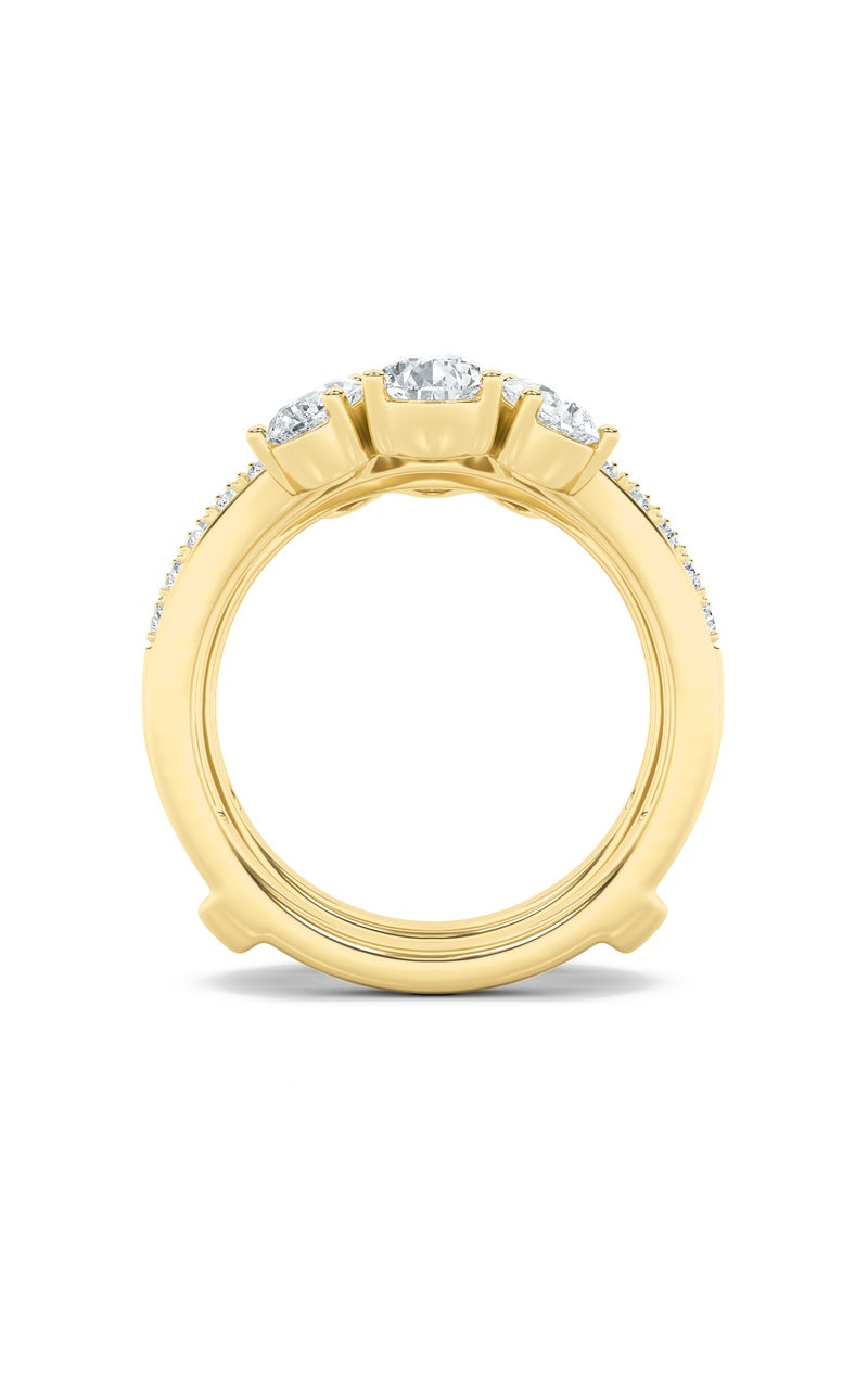 2Cttw Pear Shaped Lab Grown Diamond (F/VS) InsertJacket Ring in 14K Gold