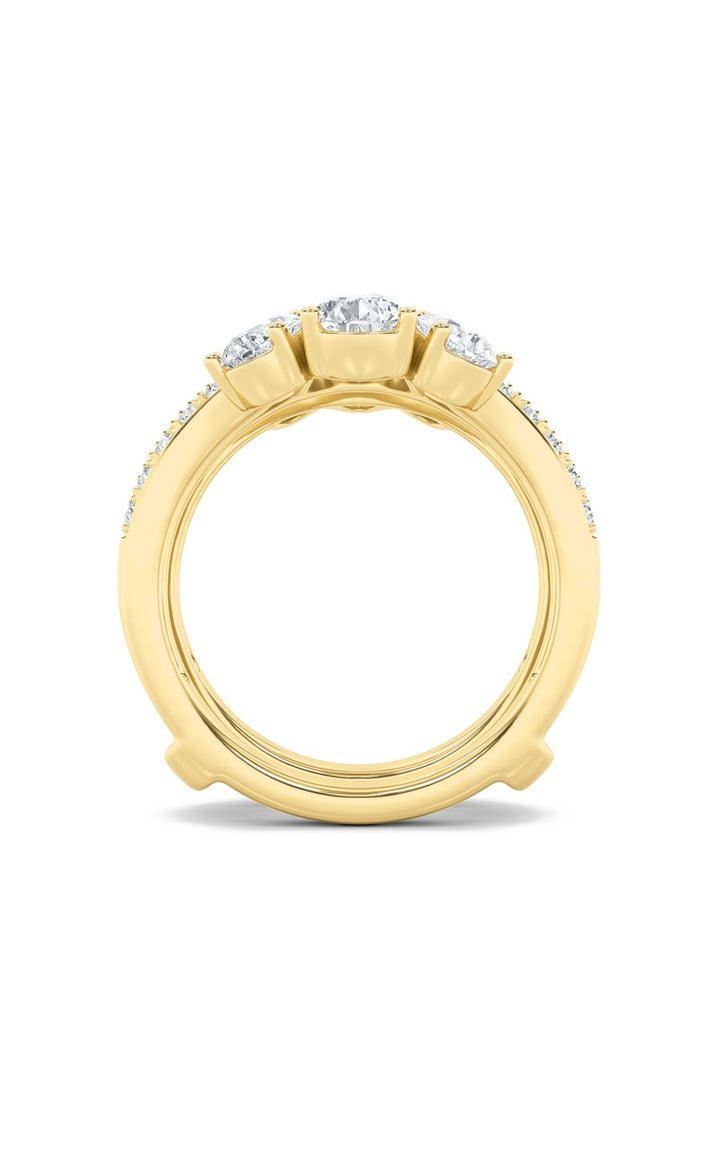 2Cttw Pear Shaped Lab Grown Diamond (F/VS) InsertJacket Ring in 14K Gold