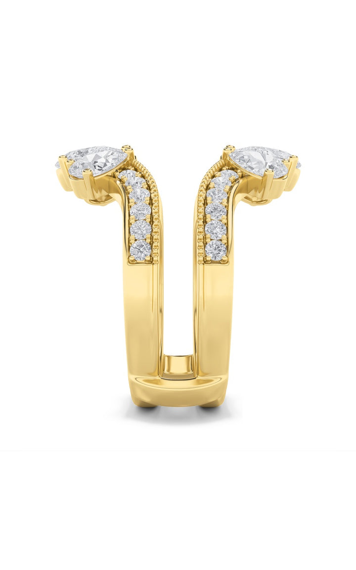 2Cttw Pear Shaped Lab Grown Diamond (F/VS) Insert Jacket Ring in 14K Gold