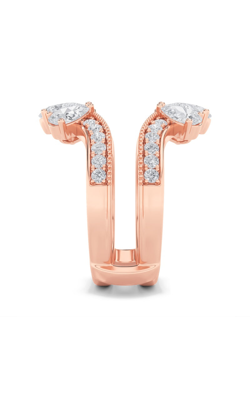 2Cttw Pear Shaped Lab Grown Diamond (F/VS) Insert Jacket Ring in 14K Gold
