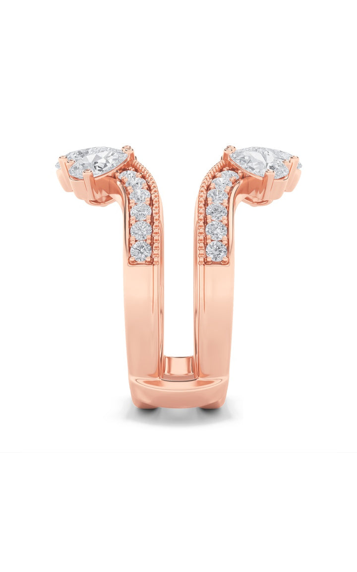 2Cttw Pear Shaped Lab Grown Diamond (F/VS) Insert Jacket Ring in 14K Gold