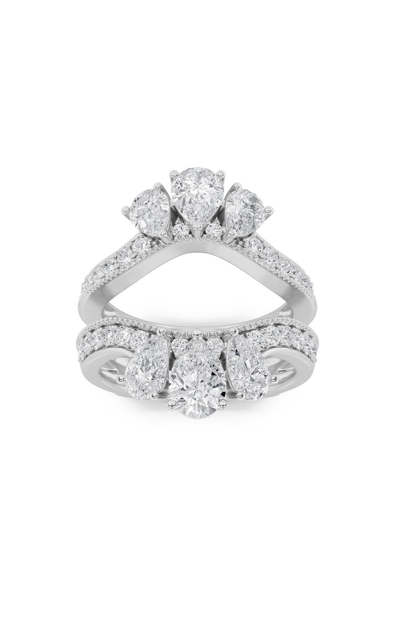 2.25Cttw Pear Shaped Lab Grown Diamond (F/VS) Insert Jacket Ring in 14K Gold