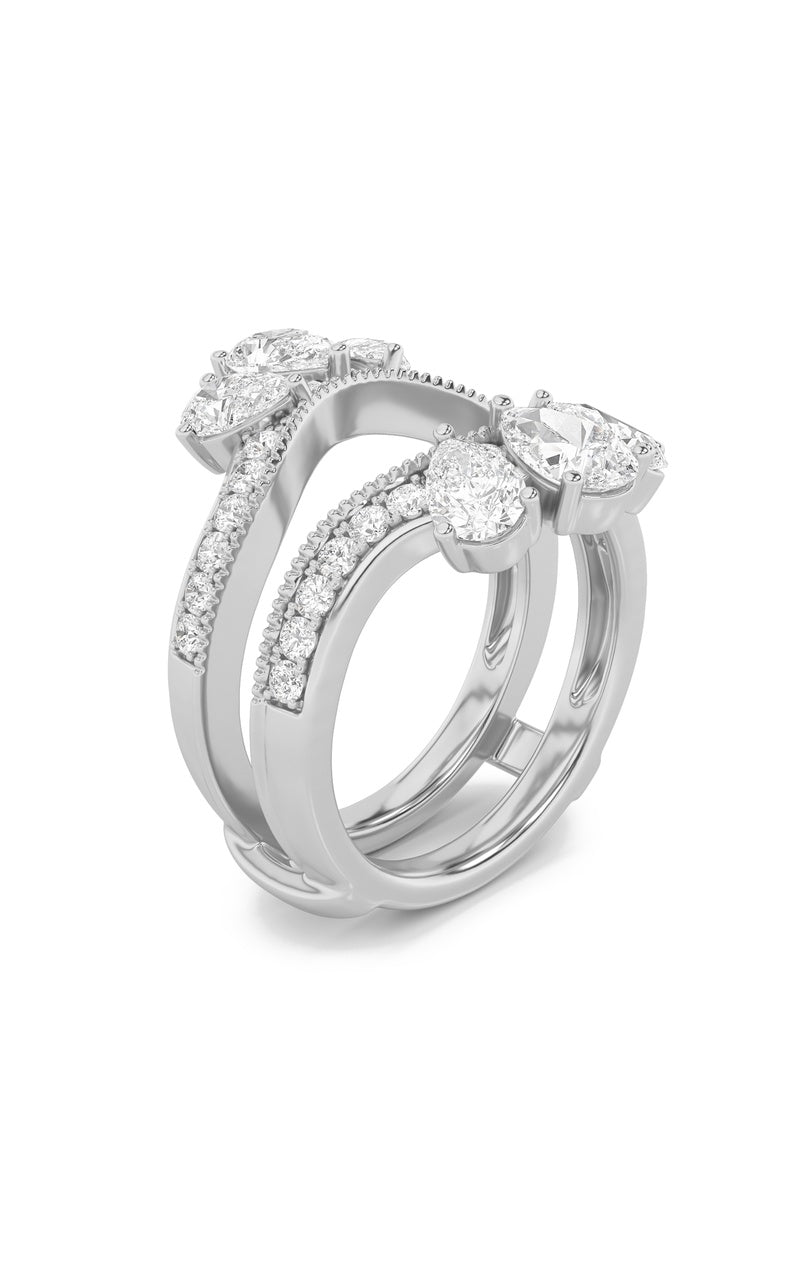 2.25Cttw Pear Shaped Lab Grown Diamond (F/VS) Insert Jacket Ring in 14K Gold