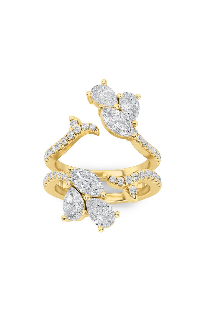 2Cttw Marquise Shaped Lab Grown Diamond (F/VS) Insert Jacket Ring in 14K Gold
