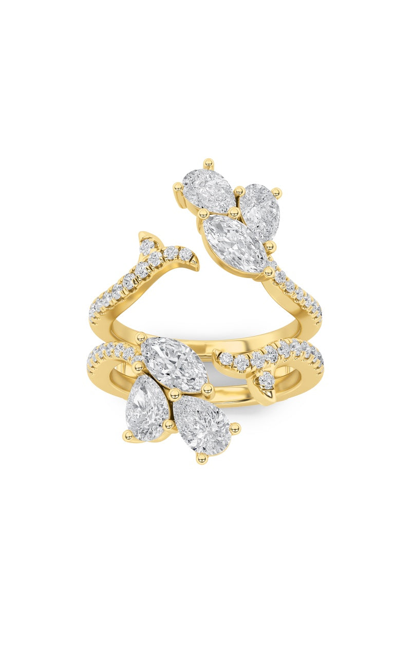 2Cttw Marquise Shaped Lab Grown Diamond (F/VS) Insert Jacket Ring in 14K Gold