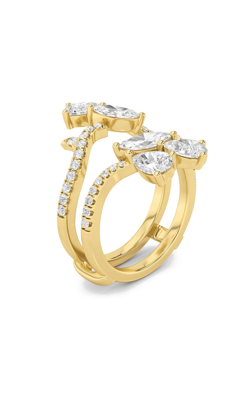2Cttw Marquise Shaped Lab Grown Diamond (F/VS) Insert Jacket Ring in 14K Gold