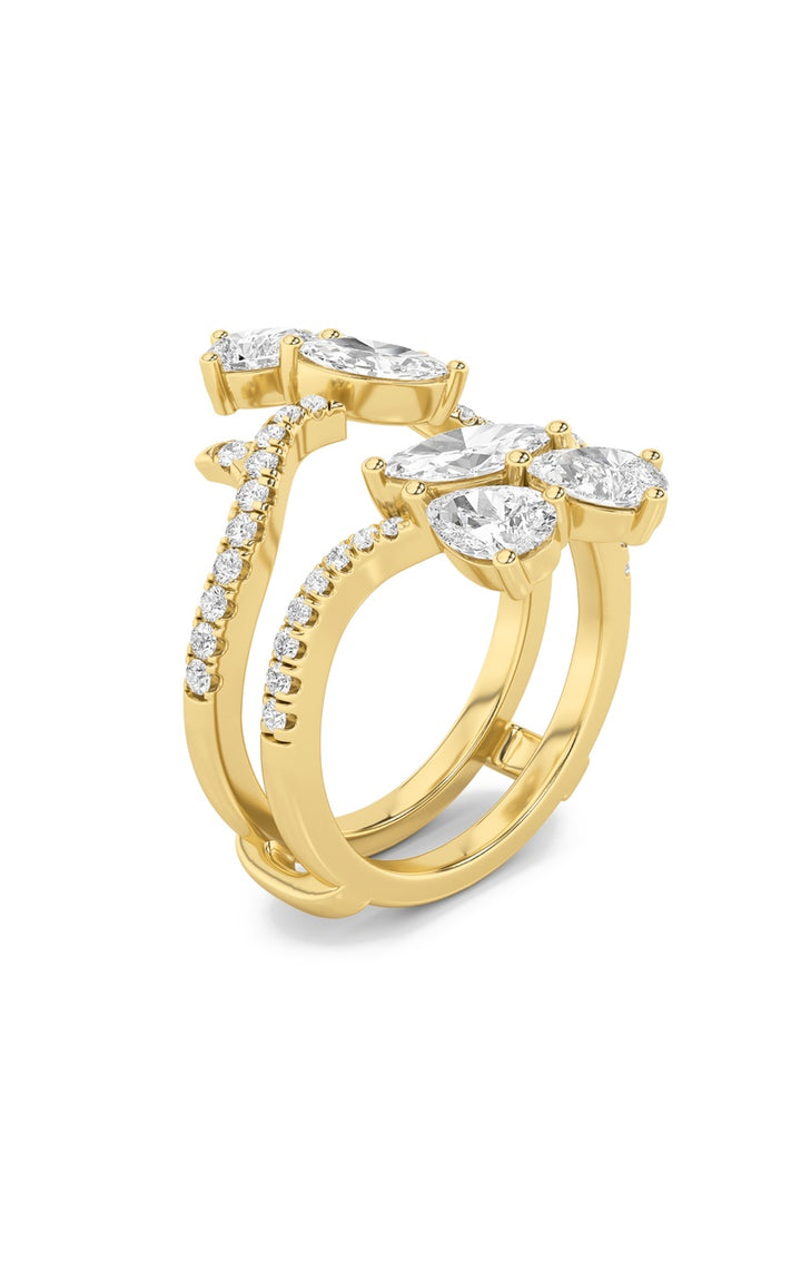 2Cttw Marquise Shaped Lab Grown Diamond (F/VS) Insert Jacket Ring in 14K Gold
