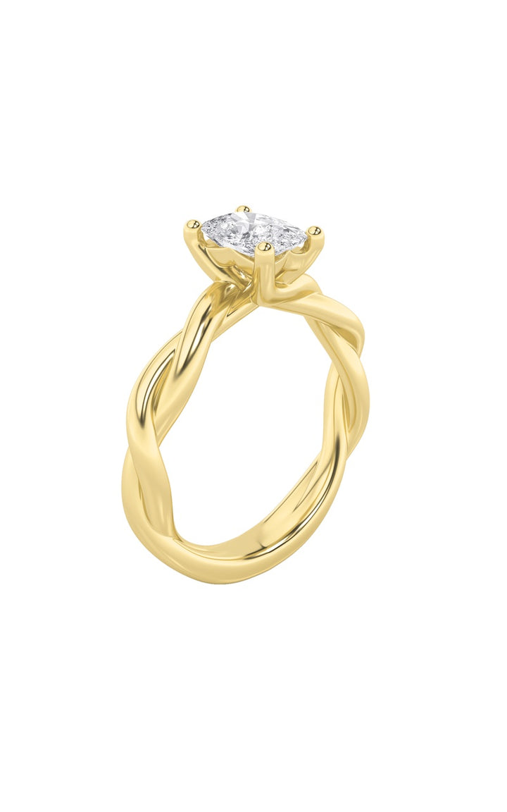 1Cttw Elongated Cushion Shaped Lab Grown Diamond (F/VS) Twisted Shank Solitaire Engagement Ring in 14K Gold