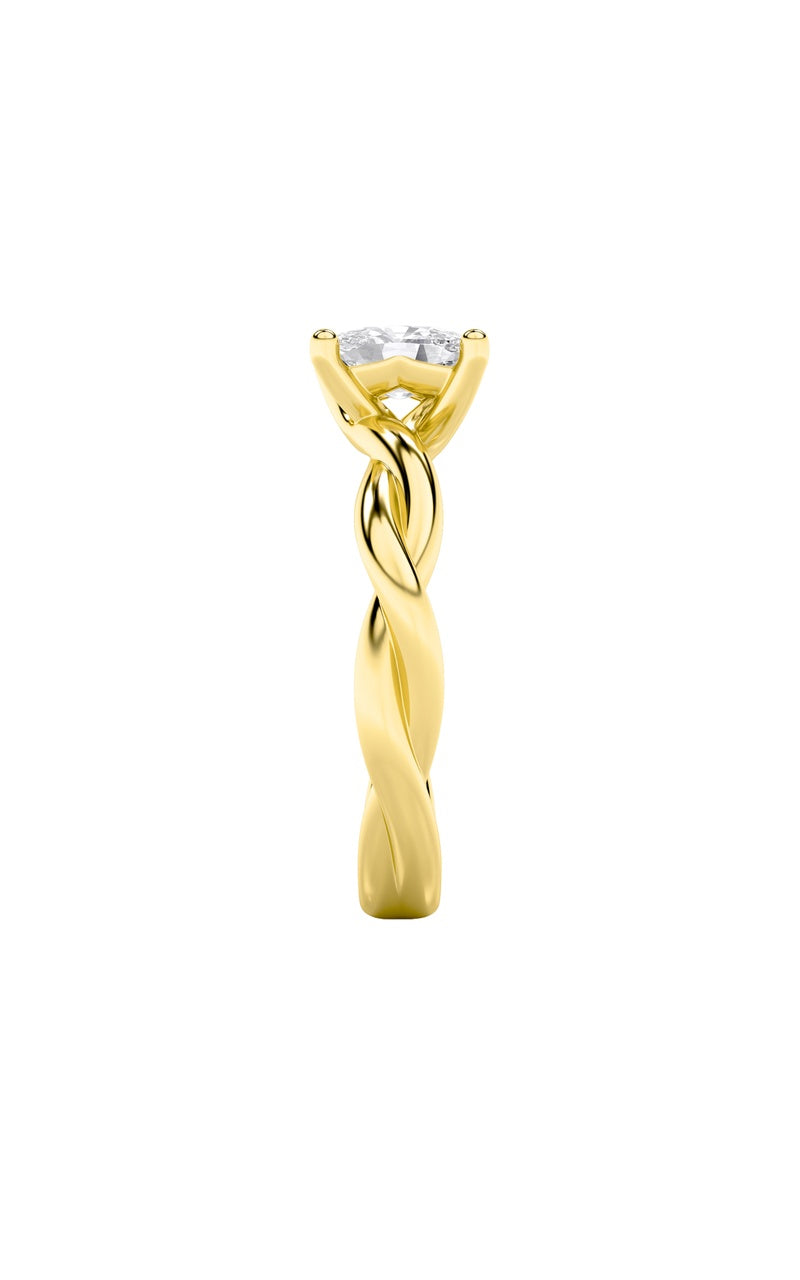 1Cttw Elongated Cushion Shaped Lab Grown Diamond (F/VS) Twisted Shank Solitaire Engagement Ring in 14K Gold