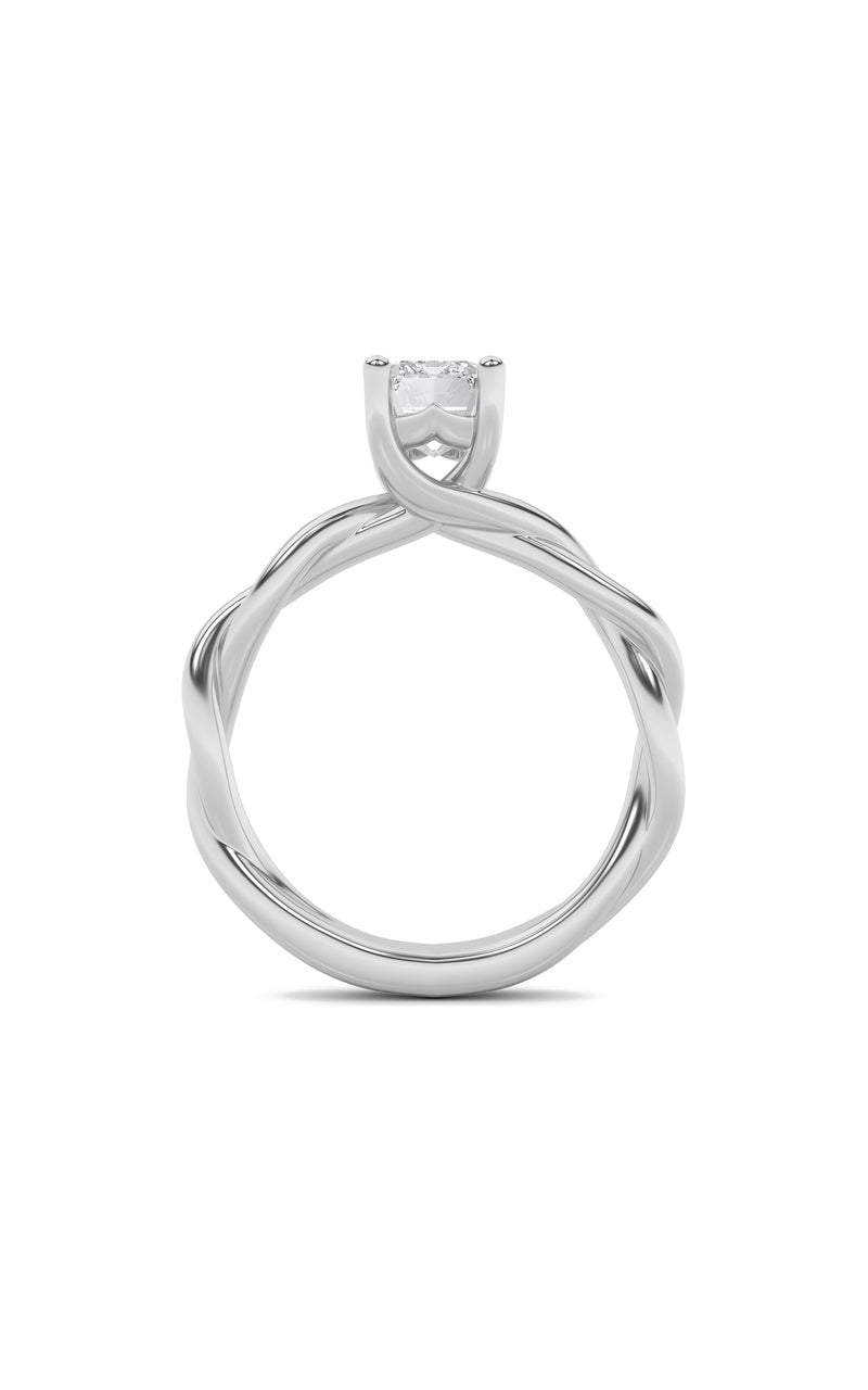 1.5Cttw Emerald Shaped Lab Grown Diamond (G/VS) Twisted Shank Solitaire Engagement Ring in 14K Gold