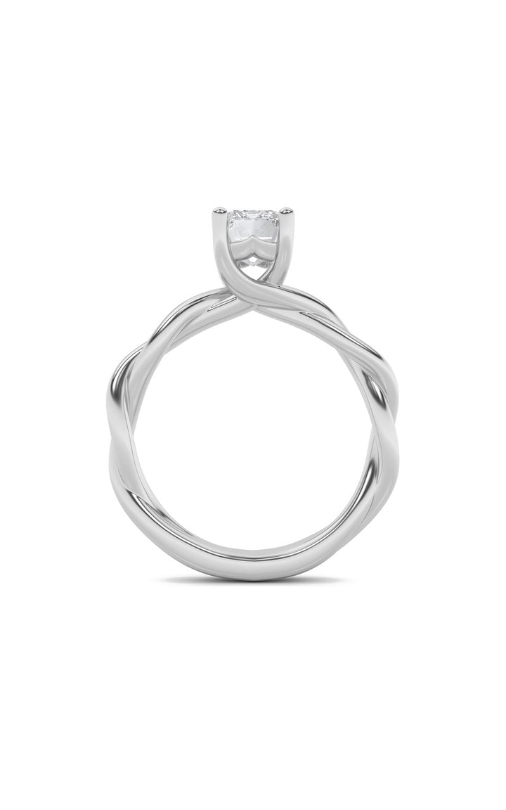 1.5Cttw Emerald Shaped Lab Grown Diamond (G/VS) Twisted Shank Solitaire Engagement Ring in 14K Gold