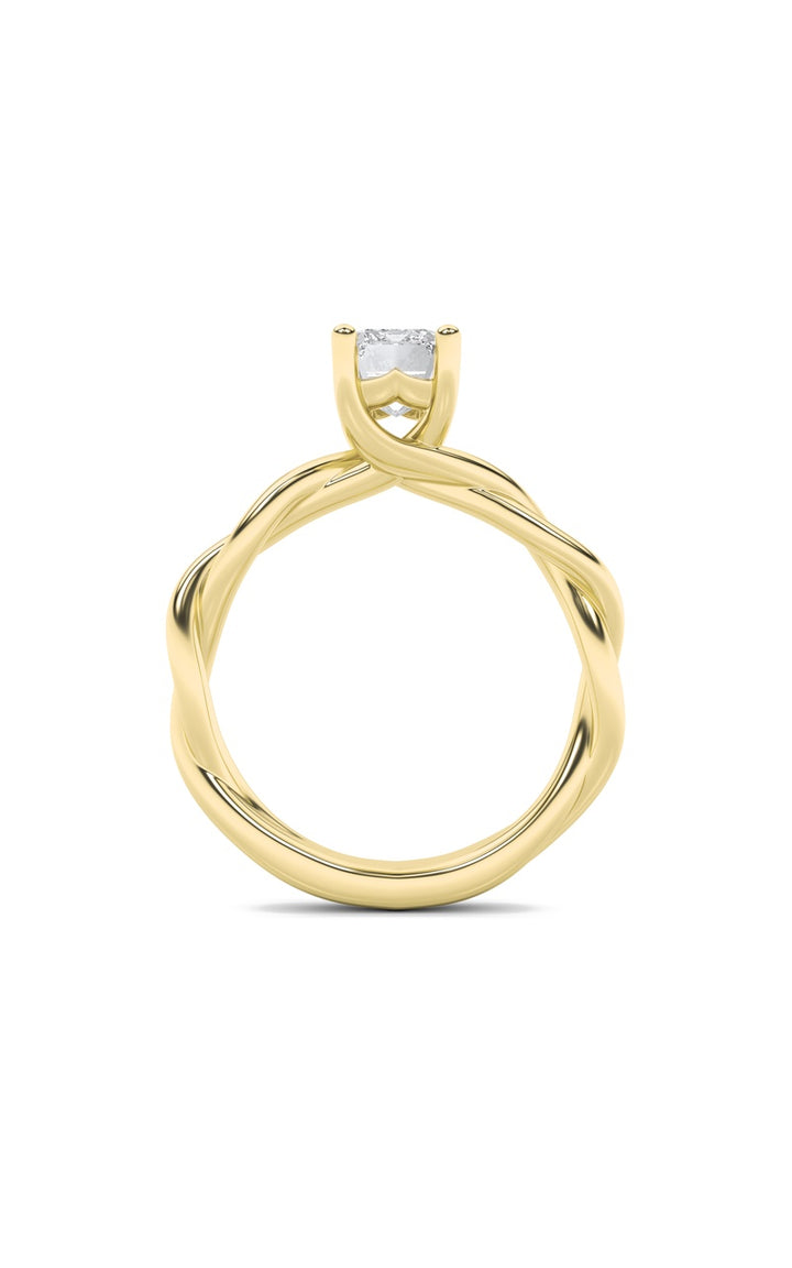 3Cttw Emerald Shaped Lab Grown Diamond (F/VS) Twisted Shank Solitaire Engagement Ring in 14K Gold