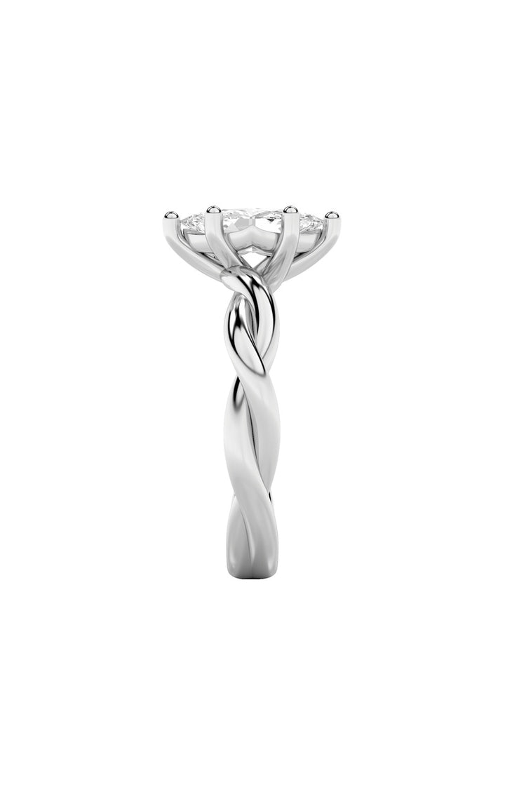 1Cttw Marquise Shaped Lab Grown Diamond (F/VS) Twisted Shank Solitaire Engagement Ring in 14K Gold